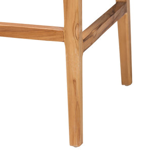 Baxton Studio bali Bohemian 2-Piece Bar Stool Set - Natural Rattan & Teak Wood with Cushions for Kitchen Comfort STORSEL-Natural Rattan/Teak Wood-BS