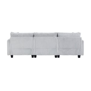 English Elm 100-inch Corduroy Sectional Sofa Modular L-shape with Dual Charging Ports Living Room W3480S00004