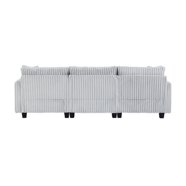 English Elm 100-inch Corduroy Sectional Sofa Modular L-shape with Dual Charging Ports Living Room W3480S00004