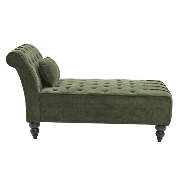 English Elm Chaise Lounge Velvet Upholstered Accent Chair with Birch Legs for Living Room Decor Forest Green N776P412298G