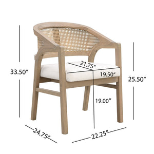 English Elm Wooden Rubberwood Dining Chairs with Woven Rattan Back Ergonomic Seat Set of 2 Beige,Light Ash N771P256965A