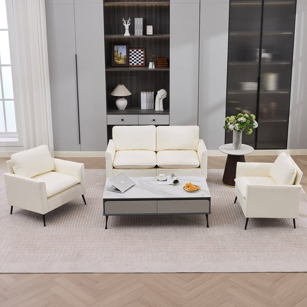 English Elm Ts Cat Paw Faux Leather Accent Chair Nordic Retro Single Seat for Bedroom Lounge Cream White W2311P457722