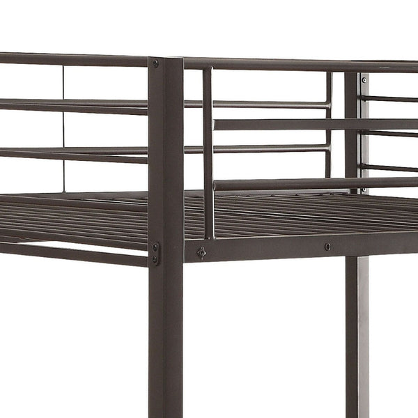 English Elm Sandy Black Double Queen Bunk Bed - Sleek Metal Design With Built-In Ladder & Safety Guard Rail B062S00465-GIGA