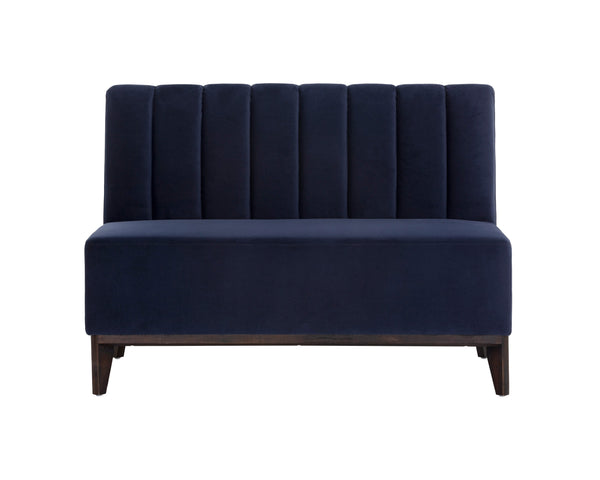 Sunpan Kosovo Banquette – Luxe Comfort with Elegant Tufting and Distinctive Wood Character for Your Space Brown / Abbington Navy