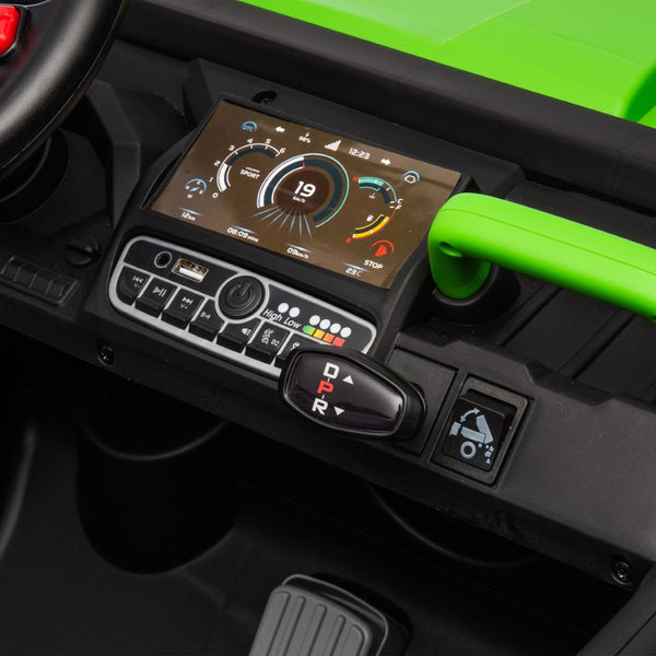 English Elm 24v Kids Ride on Dump Truck Two Seat Electric Utv with Tilting Bed and Remote Control Green W1578P188523