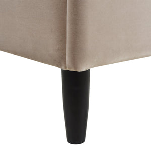 English Elm Jennifer Taylor Home - Aspen King Platform Bed Set With Vertical Tufted Headboard In Mink Beige Velvet - Durable & Stylish B2719P238520