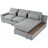 English Elm [ Video Provided] L-Shaped Modular Sectional Sofa With Removable Back Cushions,3 Pillows and 2 Storage Spaces,Suitable For Living Rooms,Offices and Apartments