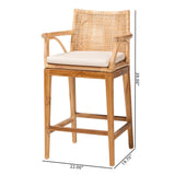 bali & pari Storsel Bohemian Natural Rattan and Teak Wood Counter Stool