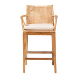 bali & pari Storsel Bohemian Natural Rattan and Teak Wood Counter Stool