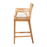 bali & pari Storsel Bohemian Natural Rattan and Teak Wood Counter Stool