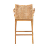 bali & pari Storsel Bohemian Natural Rattan and Teak Wood Counter Stool