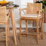 bali & pari Storsel Bohemian Natural Rattan and Teak Wood Counter Stool