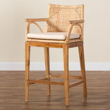 bali & pari Storsel Bohemian Natural Rattan and Teak Wood Counter Stool