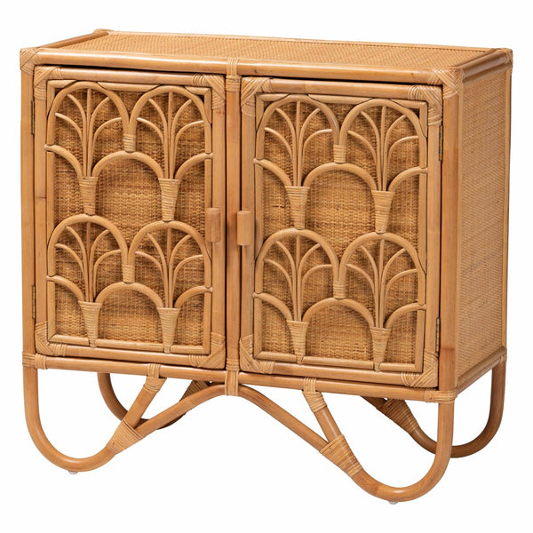 Baxton Studio bali Baylor Bohemian Light Honey Rattan Storage Cabinet - Handcrafted, Eco-Friendly & Stylish Storage Solution TORAJA-Light Honey Rattan-Cabinet