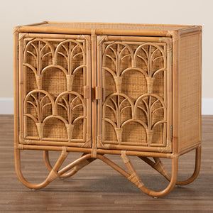 Baxton Studio bali Baylor Bohemian Light Honey Rattan Storage Cabinet - Handcrafted, Eco-Friendly & Stylish Storage Solution TORAJA-Light Honey Rattan-Cabinet