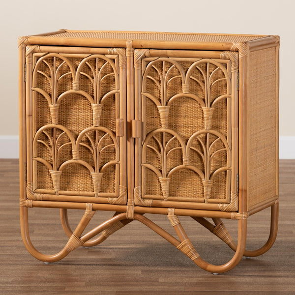 Baxton Studio bali Baylor Bohemian Light Honey Rattan Storage Cabinet - Handcrafted, Eco-Friendly & Stylish Storage Solution TORAJA-Light Honey Rattan-Cabinet
