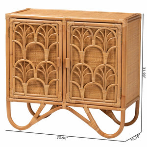 Baxton Studio bali Baylor Bohemian Light Honey Rattan Storage Cabinet - Handcrafted, Eco-Friendly & Stylish Storage Solution TORAJA-Light Honey Rattan-Cabinet