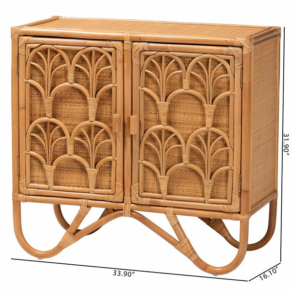 Baxton Studio bali Baylor Bohemian Light Honey Rattan Storage Cabinet - Handcrafted, Eco-Friendly & Stylish Storage Solution TORAJA-Light Honey Rattan-Cabinet