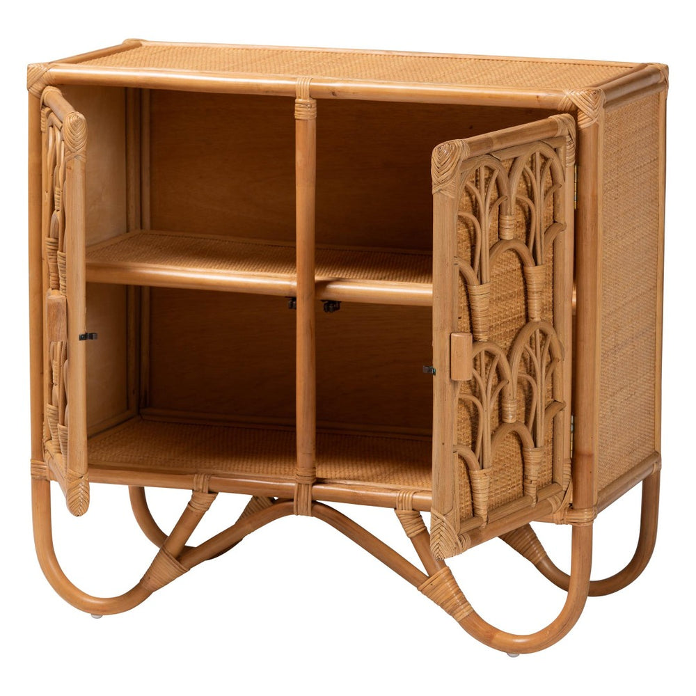 Baxton Studio bali Baylor Bohemian Light Honey Rattan Storage Cabinet - Handcrafted, Eco-Friendly & Stylish Storage Solution TORAJA-Light Honey Rattan-Cabinet