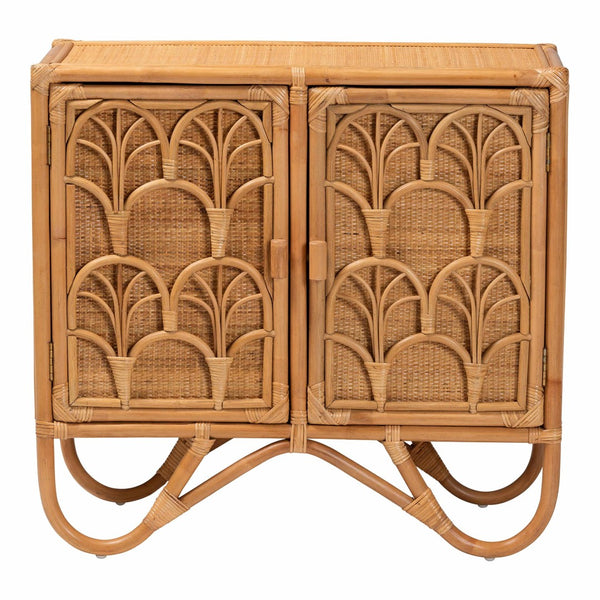 Baxton Studio bali Baylor Bohemian Light Honey Rattan Storage Cabinet - Handcrafted, Eco-Friendly & Stylish Storage Solution TORAJA-Light Honey Rattan-Cabinet