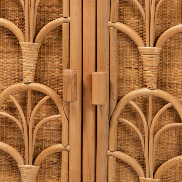 Baxton Studio bali Baylor Bohemian Light Honey Rattan Storage Cabinet - Handcrafted, Eco-Friendly & Stylish Storage Solution TORAJA-Light Honey Rattan-Cabinet