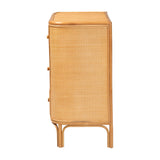 bali & pari Radenza Bohemian Light Honey Rattan 3-Drawer Storage Cabinet