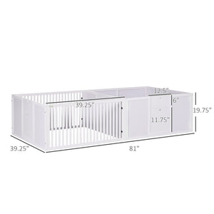 English Elm Pawhut Pine Whelping Box Two Room Puppy Pen with Removable Doors for Newborns W2225P173800