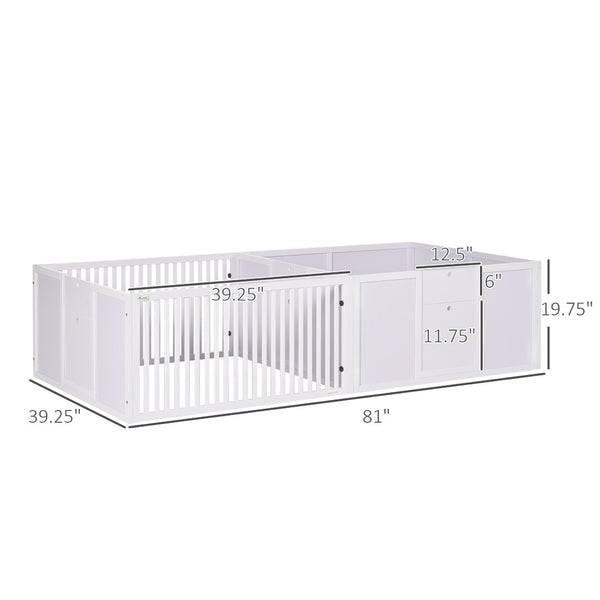 English Elm Pawhut Pine Whelping Box Two Room Puppy Pen with Removable Doors for Newborns W2225P173800