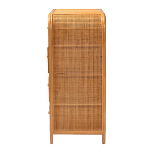Baxton Studio bali Bali Sampit Natural Rattan 4-Drawer Storage Cabinet - Handcrafted Coastal Accent for Home Organization SAMPIT-Light Honey Rattan-Cabinet