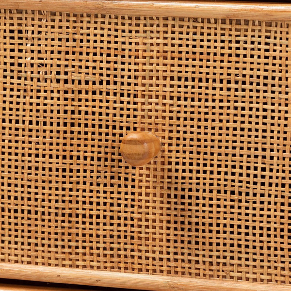 Baxton Studio bali Bali Sampit Natural Rattan 4-Drawer Storage Cabinet - Handcrafted Coastal Accent for Home Organization SAMPIT-Light Honey Rattan-Cabinet