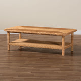 bali & pari Minahasa Bohemian Light Honey Braided Rattan Coffee Table