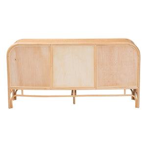 Baxton Studio bali Carabella Bohemian Rattan Storage Cabinet - Handcrafted 2-Door Organizer with Open Shelves WS082-Natural Rattan-Cabinet