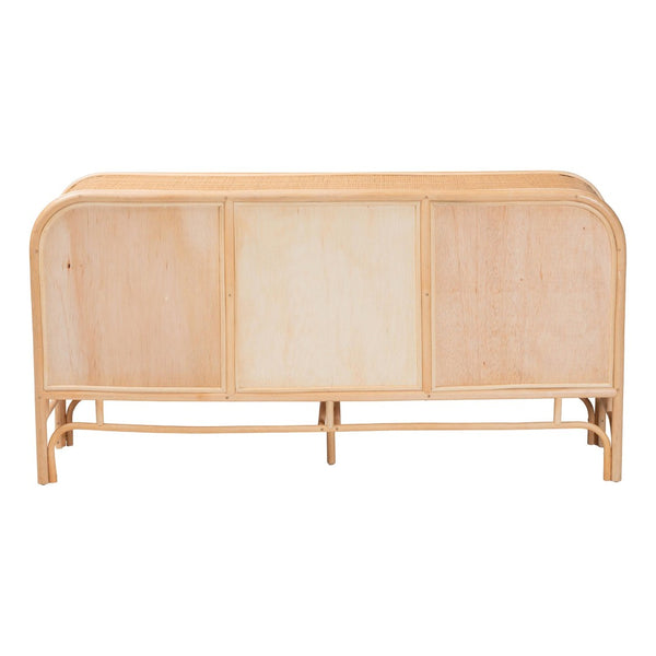 Baxton Studio bali Carabella Bohemian Rattan Storage Cabinet - Handcrafted 2-Door Organizer with Open Shelves WS082-Natural Rattan-Cabinet