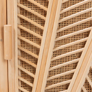 Baxton Studio bali Carabella Bohemian Rattan Storage Cabinet - Handcrafted 2-Door Organizer with Open Shelves WS082-Natural Rattan-Cabinet