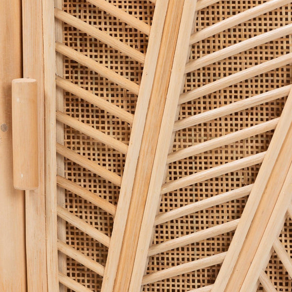 Baxton Studio bali Carabella Bohemian Rattan Storage Cabinet - Handcrafted 2-Door Organizer with Open Shelves WS082-Natural Rattan-Cabinet
