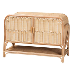 Baxton Studio bali Gitano Bohemian Rattan 2-Door Storage Cabinet - Handcrafted, Stylish, and Versatile Organizer WS085-B-Natural Rattan-Cabinet