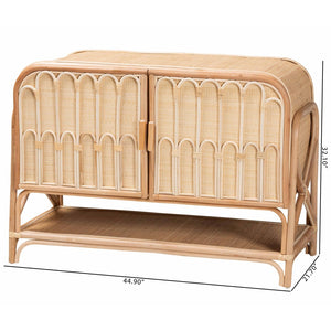 Baxton Studio bali Gitano Bohemian Rattan 2-Door Storage Cabinet - Handcrafted, Stylish, and Versatile Organizer WS085-B-Natural Rattan-Cabinet