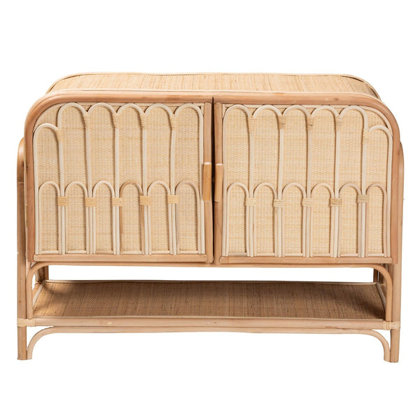 Baxton Studio bali Gitano Bohemian Rattan 2-Door Storage Cabinet - Handcrafted, Stylish, and Versatile Organizer WS085-B-Natural Rattan-Cabinet