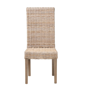 Baxton Studio bali Santiago Bohemian Grey Natural Kubu Rattan Dining Chair - Handcrafted Mango Wood Elegance MD-29540-Grey Natural-DC
