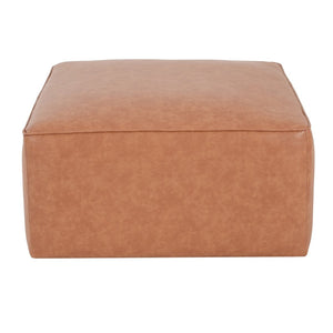 English Elm Upholstered Square Pu Leather Ottoman with Coil Spring Support for Modern Living Rooms N757P414087T