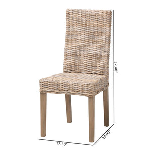 Baxton Studio bali Bali Nevina Bohemian Dining Chair - Handcrafted Kubu Rattan & Mango Wood for Rustic Elegance MD-29605/Desy Kubu-Grey Natural-DC