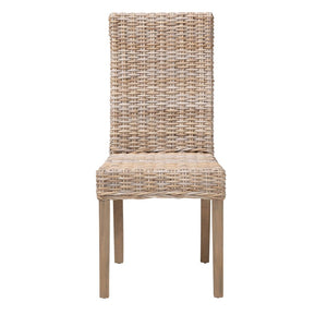 Baxton Studio bali Bali Nevina Bohemian Dining Chair - Handcrafted Kubu Rattan & Mango Wood for Rustic Elegance MD-29605/Desy Kubu-Grey Natural-DC