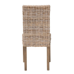Baxton Studio bali Bali Nevina Bohemian Dining Chair - Handcrafted Kubu Rattan & Mango Wood for Rustic Elegance MD-29605/Desy Kubu-Grey Natural-DC
