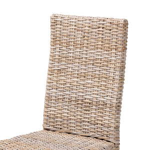 Baxton Studio bali Bali Nevina Bohemian Dining Chair - Handcrafted Kubu Rattan & Mango Wood for Rustic Elegance MD-29605/Desy Kubu-Grey Natural-DC