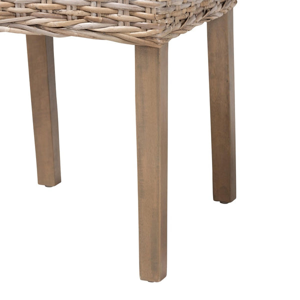 Baxton Studio bali Bali Nevina Bohemian Dining Chair - Handcrafted Kubu Rattan & Mango Wood for Rustic Elegance MD-29605/Desy Kubu-Grey Natural-DC