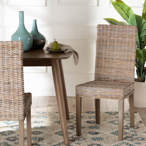 Baxton Studio bali Bali Nevina Bohemian Dining Chair - Handcrafted Kubu Rattan & Mango Wood for Rustic Elegance MD-29605/Desy Kubu-Grey Natural-DC