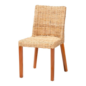 Baxton Studio bali Rowen Bohemian Dining Chair in Light Honey Kubu Rattan & Mahogany - Coastal Elegance Awaits! MD-38034/Nope-Natural-DC