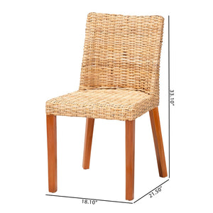 Baxton Studio bali Rowen Bohemian Dining Chair in Light Honey Kubu Rattan & Mahogany - Coastal Elegance Awaits! MD-38034/Nope-Natural-DC