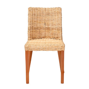 Baxton Studio bali Rowen Bohemian Dining Chair in Light Honey Kubu Rattan & Mahogany - Coastal Elegance Awaits! MD-38034/Nope-Natural-DC