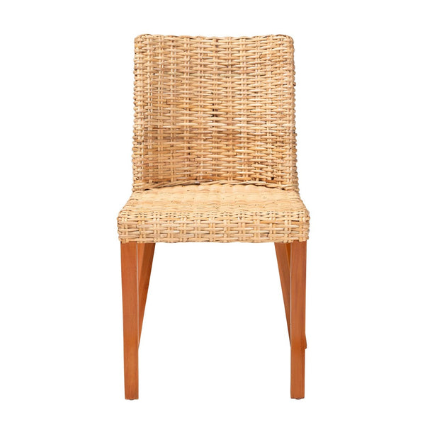 Baxton Studio bali Rowen Bohemian Dining Chair in Light Honey Kubu Rattan & Mahogany - Coastal Elegance Awaits! MD-38034/Nope-Natural-DC